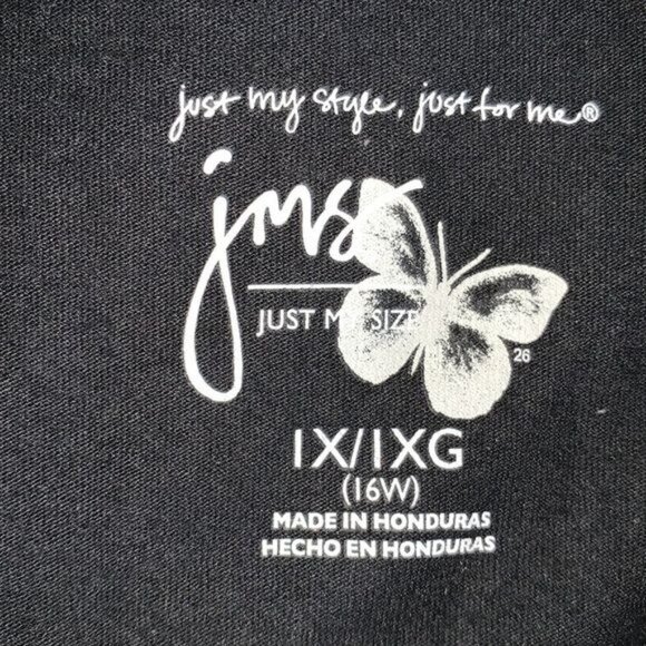 Black V-Neck Owl Print Womens Plus Size T-Shirt 16W Just My Size Soft Cotton Ble - Picture 4 of 9